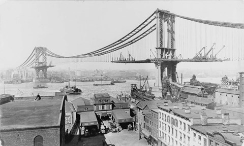 Framed Manhattan Bridge Construction 1909 Print