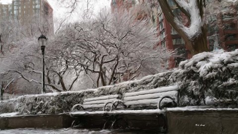 Framed New York Benches 2 Print