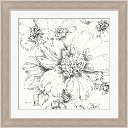 Framed Summer Bloom III BW Print