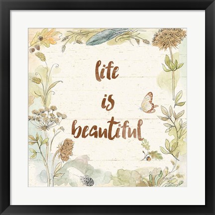 Framed Woodland Wreath V Life Print