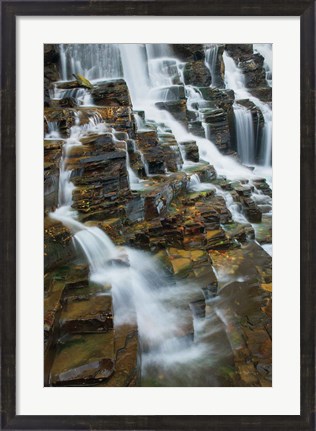 Framed Falls on McDonald Creek color Print