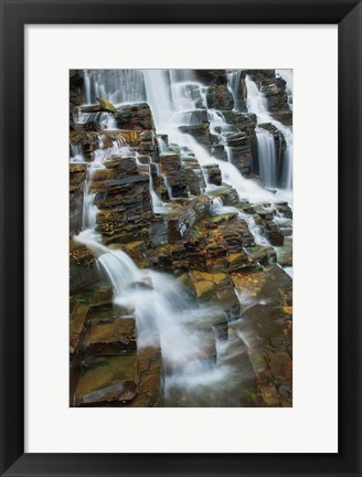 Framed Falls on McDonald Creek color Print