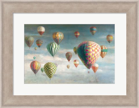 Framed Hot Air Balloons with Pink Crop Print