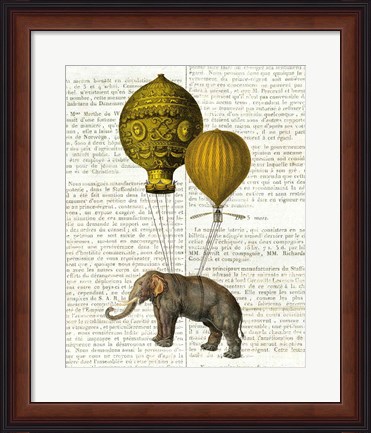 Framed Elephant Ride II v2 Newsprint Print