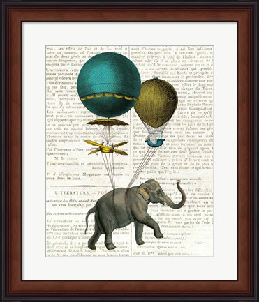 Framed Elephant Ride I v2 Newsprint Print