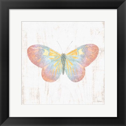 Framed White Barn Butterflies I Print