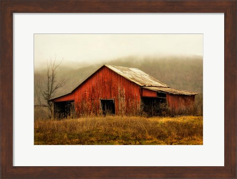 Framed Skylight Barn in the Fog Print