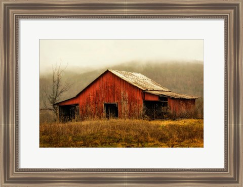 Framed Skylight Barn in the Fog Print