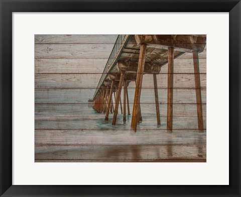 Framed Pier on Wood I Print