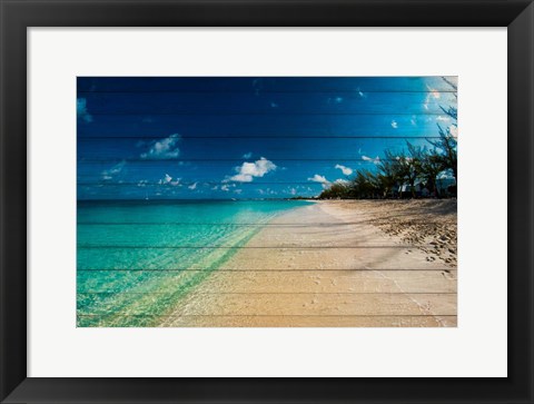 Framed Cayman Islands Beach on Wood Print