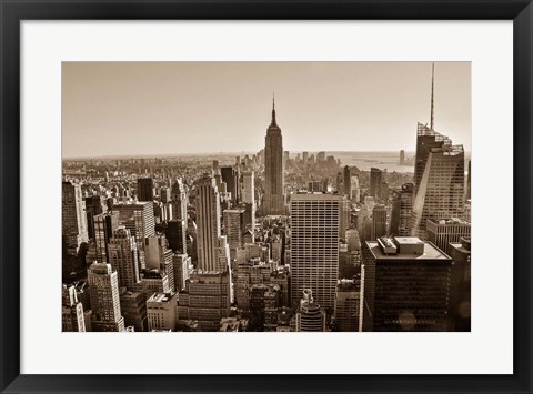 Framed New York Sepia View Print