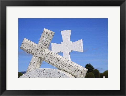 Framed Crosses By The Sea Print