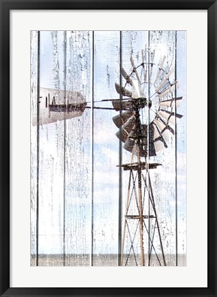 Framed White Washed Windmill Print