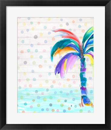 Framed Funky Palm on Dots I Print