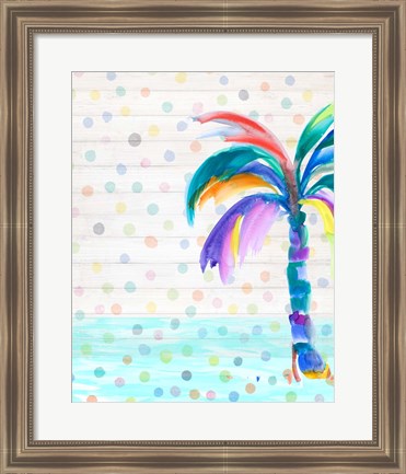 Framed Funky Palm on Dots I Print