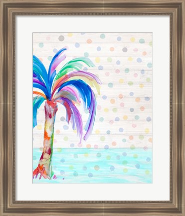 Framed Funky Palm on Dots II Print