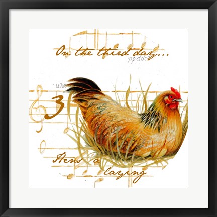 Framed Three French Hens Print