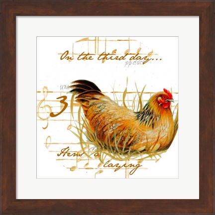 Framed Three French Hens Print