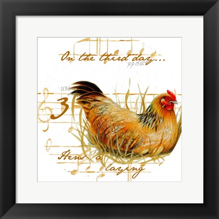 Framed Three French Hens Print