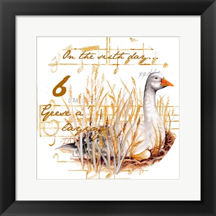 Framed Six Geese a-Laying Print