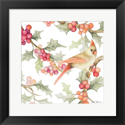 Framed Winter Cardinal I Print