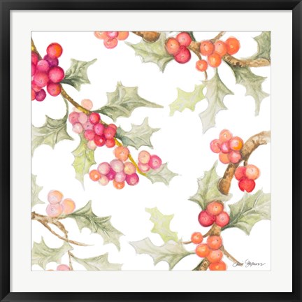 Framed Watercolor Holly I Print