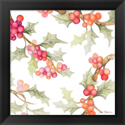 Framed Watercolor Holly I Print