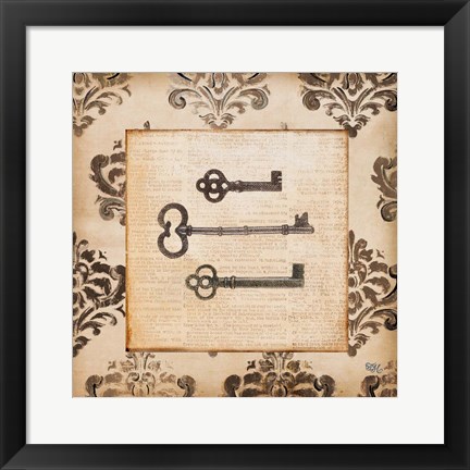 Framed Vintage Keys I Print