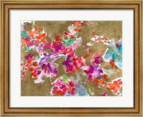 Framed Spring Florals on Gold Print