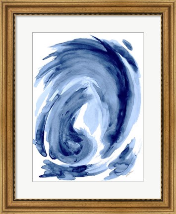 Framed Blue Swirl I Print