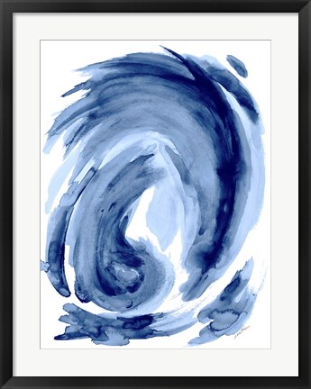 Framed Blue Swirl I Print