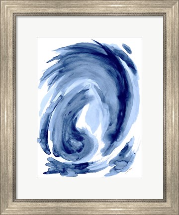 Framed Blue Swirl I Print