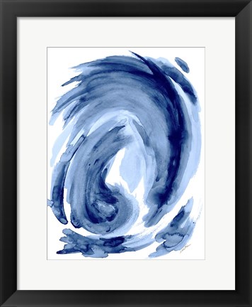 Framed Blue Swirl I Print