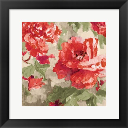 Framed Red Modern Peonies I Print