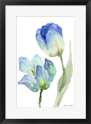 Framed Teal and Lavender Tulips III Print