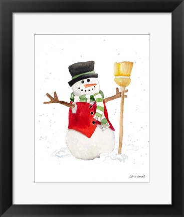 Framed Watercolor Snowman I Print