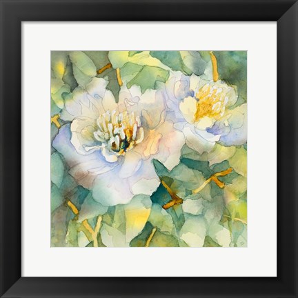 Framed White Peony Garden Print