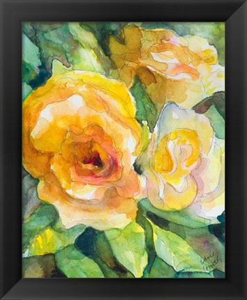 Framed Yellow Roses Garden Print