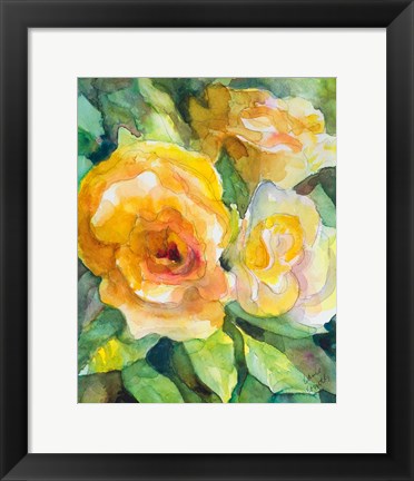 Framed Yellow Roses Garden Print