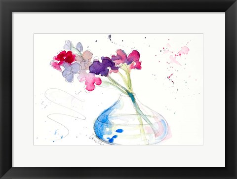 Framed Colorful Flowers in Clear Vase II Print