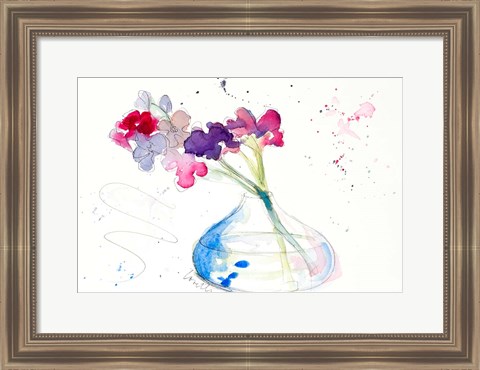 Framed Colorful Flowers in Clear Vase II Print