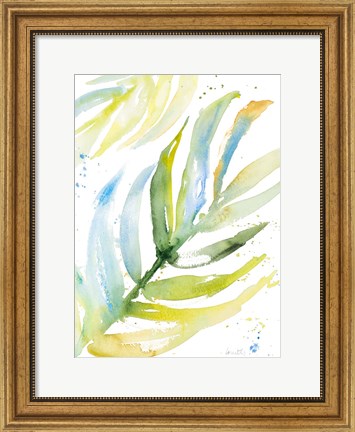 Framed Blue Green Palm Fronds I Print