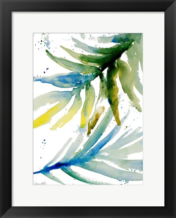 Framed Blue Green Palm Fronds II Print