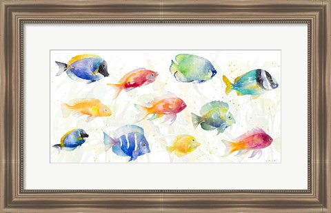 Framed School of Tropical Fish Print