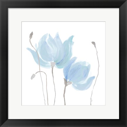 Framed Floral Sway Blue I Print