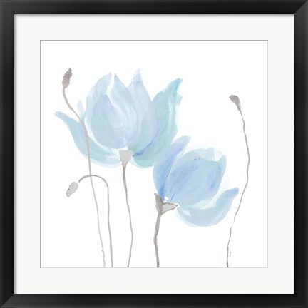 Framed Floral Sway Blue I Print