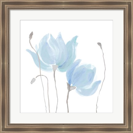 Framed Floral Sway Blue I Print