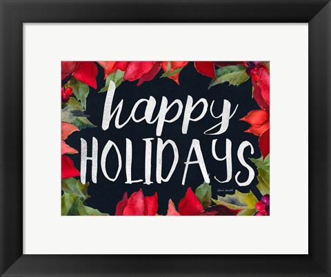 Framed Poinsettias and Greetings II Print