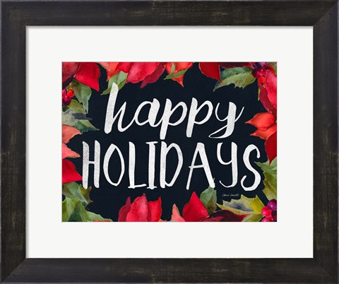 Framed Poinsettias and Greetings II Print