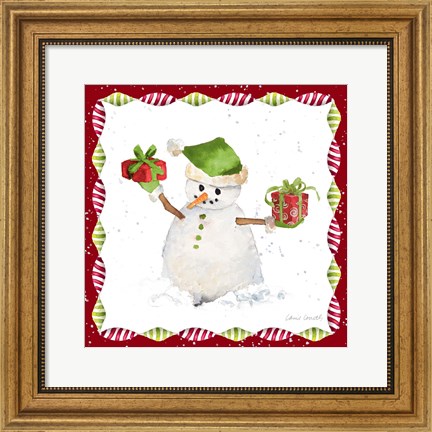 Framed Christmas Snowman I Print